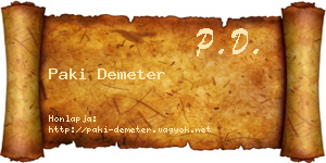 Paki Demeter névjegykártya